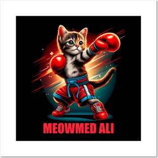 Meowmed Ali Boxing Kitten design Posters and Art